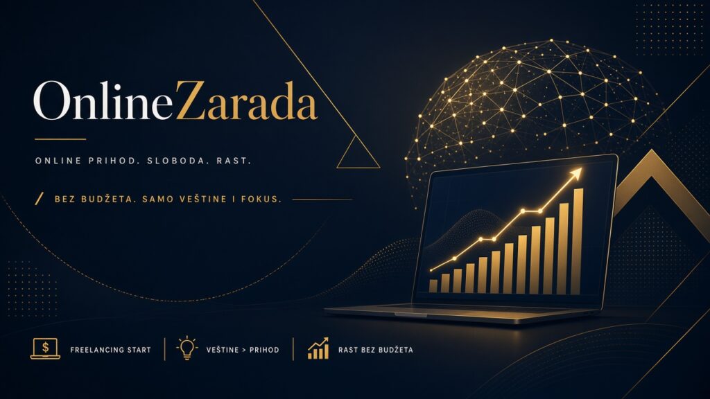 OnlineZarada luxury dark cover — online income without investment 2026 abstract gold accents
