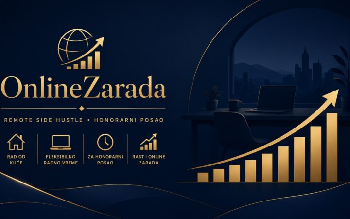 OnlineZarada luxury dark cover — home-based side work BiH abstract calm desk motif