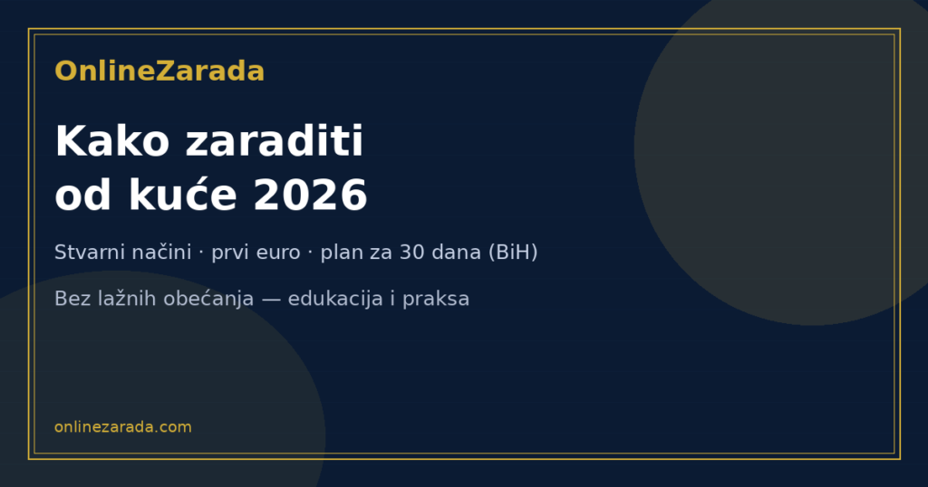 OnlineZarada — Kako zaraditi od kuće 2026, navy i gold cover