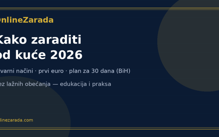OnlineZarada — Kako zaraditi od kuće 2026, navy i gold cover