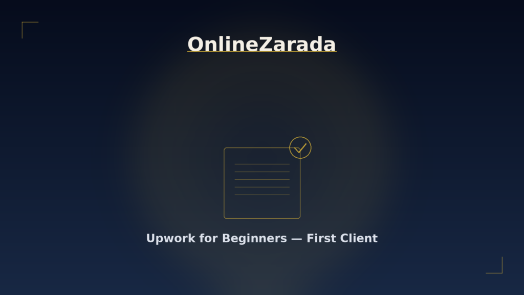 OnlineZarada luxury dark cover — Upwork beginners first client abstract proposal motif