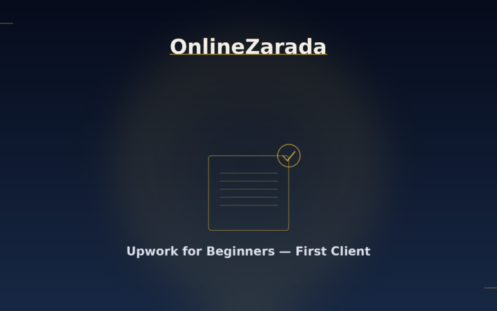 OnlineZarada luxury dark cover — Upwork beginners first client abstract proposal motif